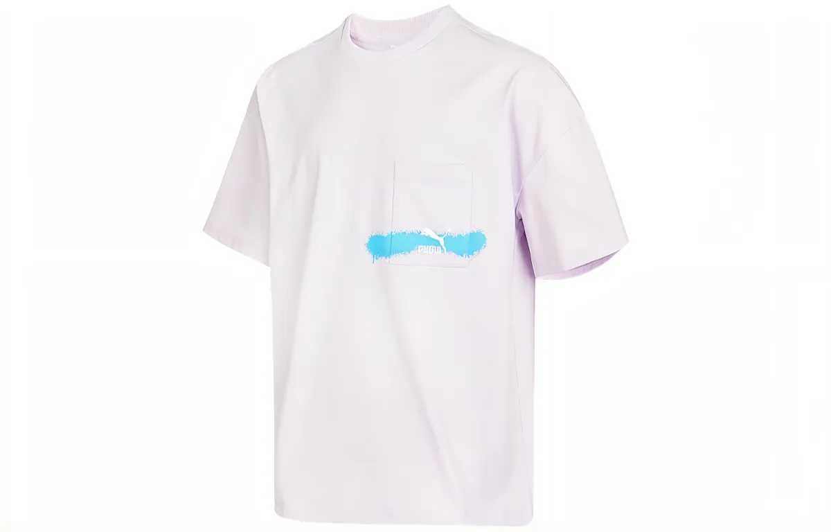 PUMA T-Shirts Men's Pink Crew Neck Moderate Straight Fit