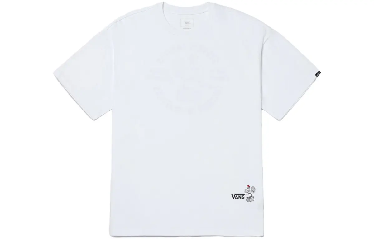 Vans T-Shirts Men's White Crew Neck Moderate Straight Fit