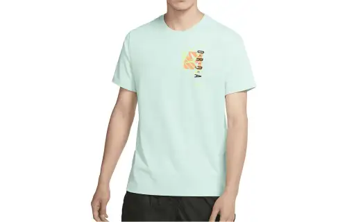 Jordan T Shirts Men's Light Green Crew Neck Moderate Straight Fit