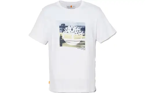 Timberland T Shirts Men's White Crew Neck Moderate Straight Fit