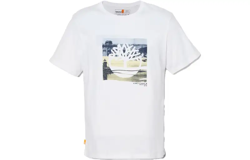 Timberland T Shirts Men's White Crew Neck Moderate Straight Fit