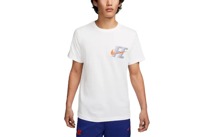Nike T-Shirts Men's White Crew Neck Moderate Straight Fit