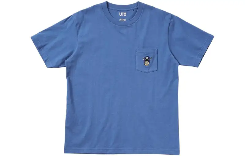 UNIQLO T Shirts Unisex Sky Blue Crew Neck Moderate Straight Fit