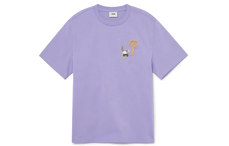 MLB T-Shirts Unisex Purple Crew Neck Moderate Straight Fit