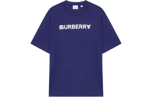 Burberry T Shirts Men's Blue Crew Neck Moderate Straight Fit