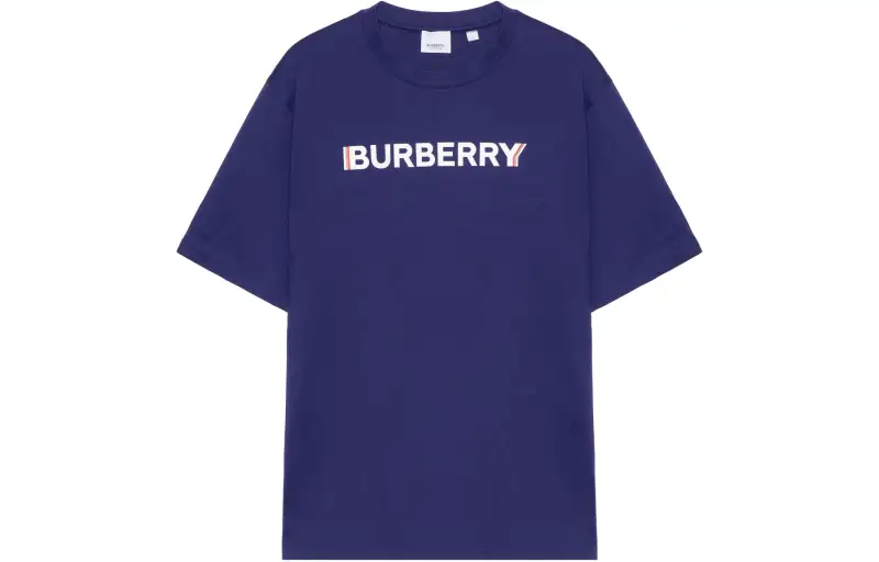 Burberry T Shirts Men's Blue Crew Neck Moderate Straight Fit
