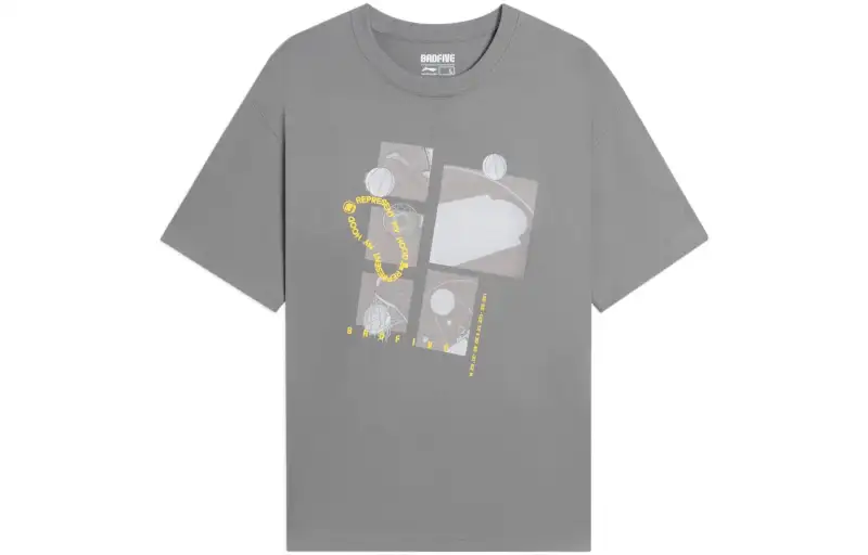 Li Ning Badfive T Shirt Unisex Iron Asphalt Gray
