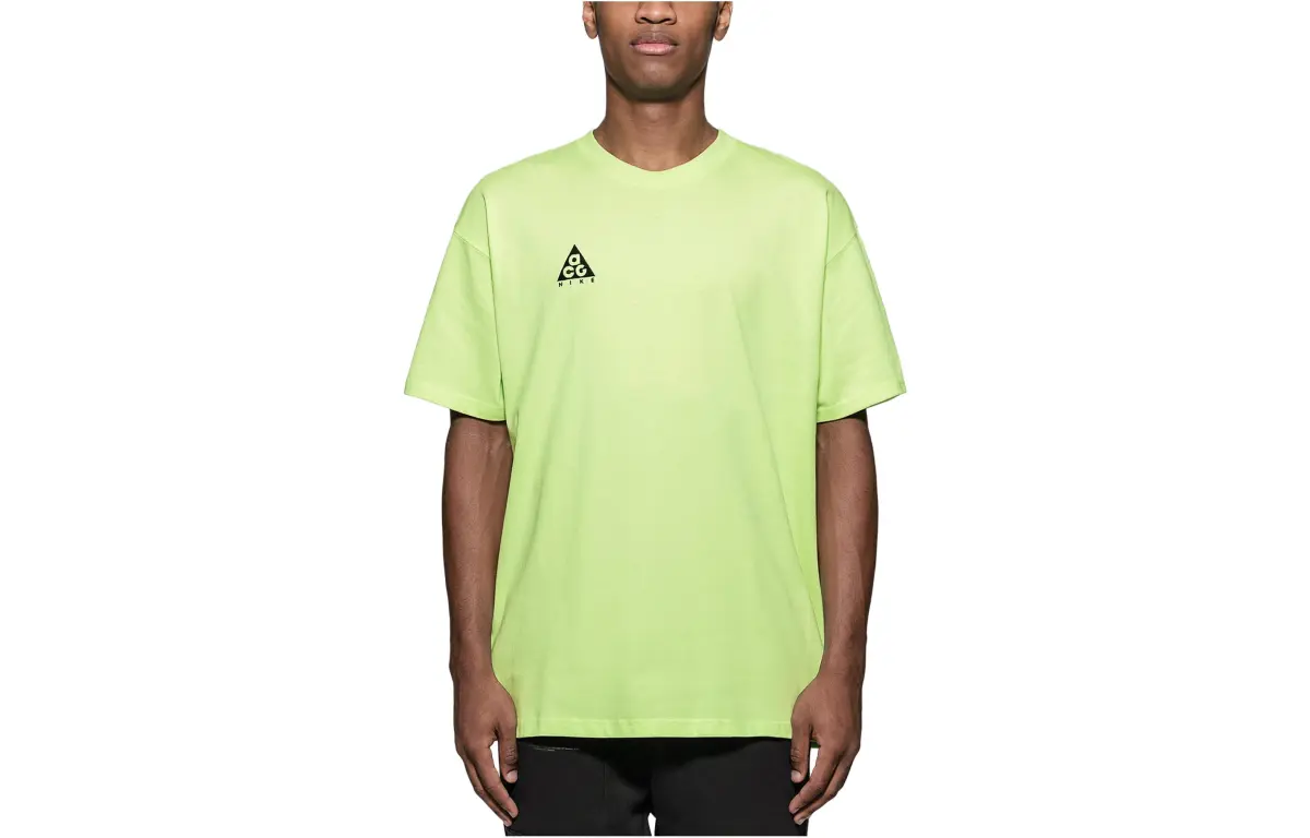 Nike T-Shirts Unisex Yellow Green Crew Neck Moderate Straight Fit