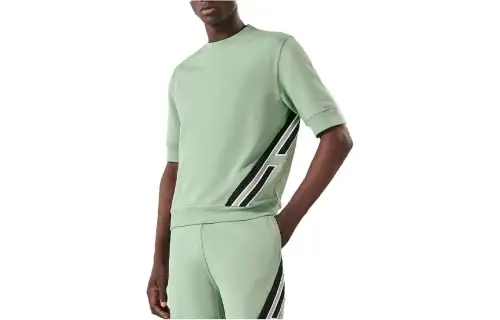 HERMES T Shirts Men's Aqua Blue Crew Neck Moderate Straight Fit