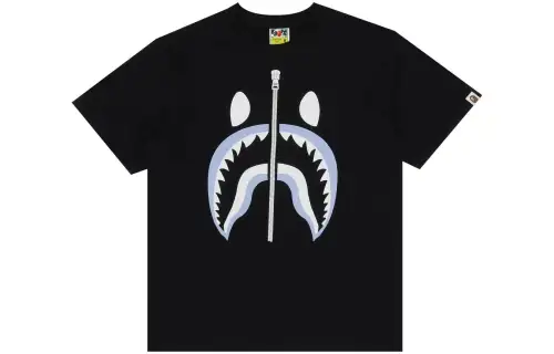 A BATHING APE T Shirts Men's Black Crew Neck Moderate Straight Fit