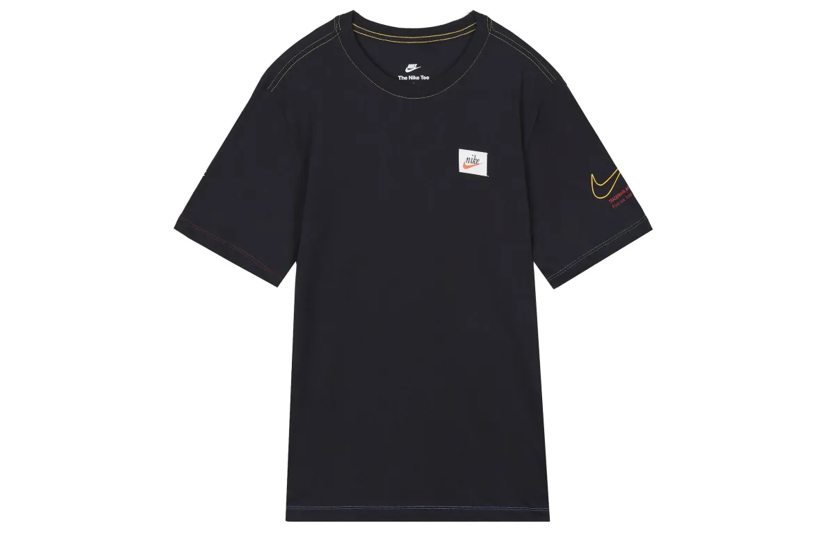 Nike T-Shirts Men's Black Crew Neck Moderate Straight Fit
