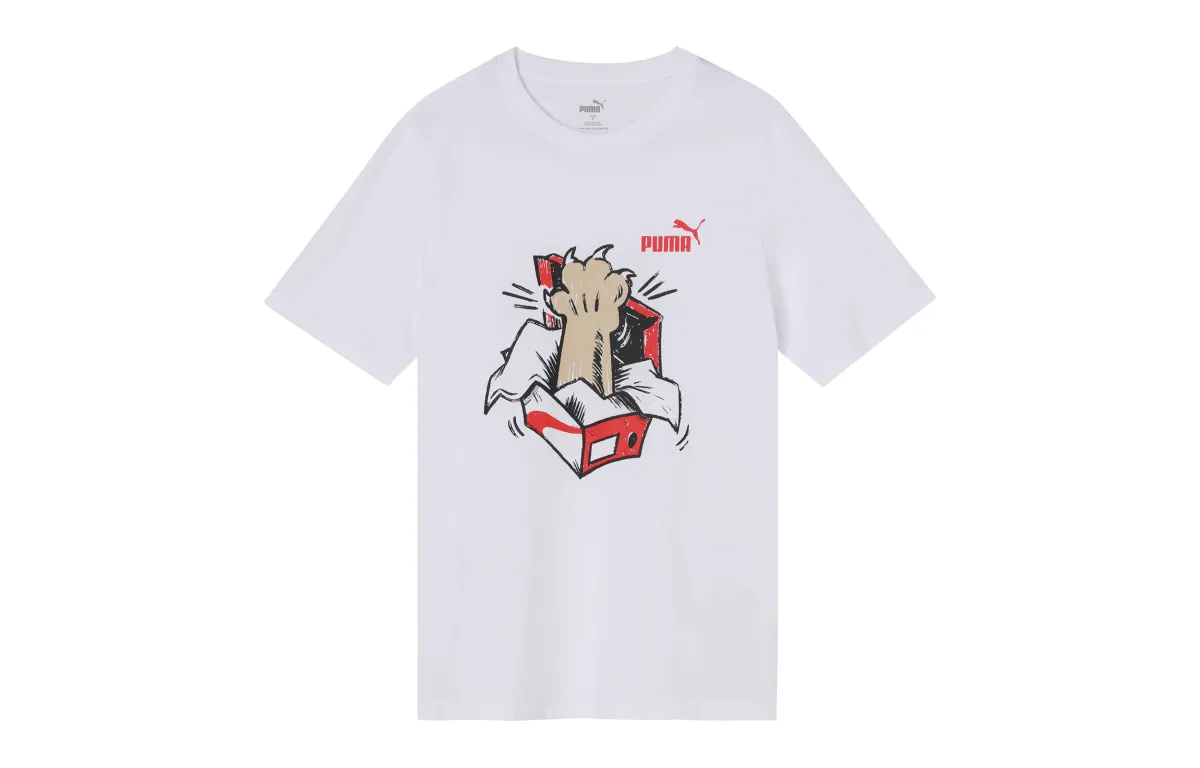 PUMA T-Shirts Men's White Crew Neck Moderate Straight Fit