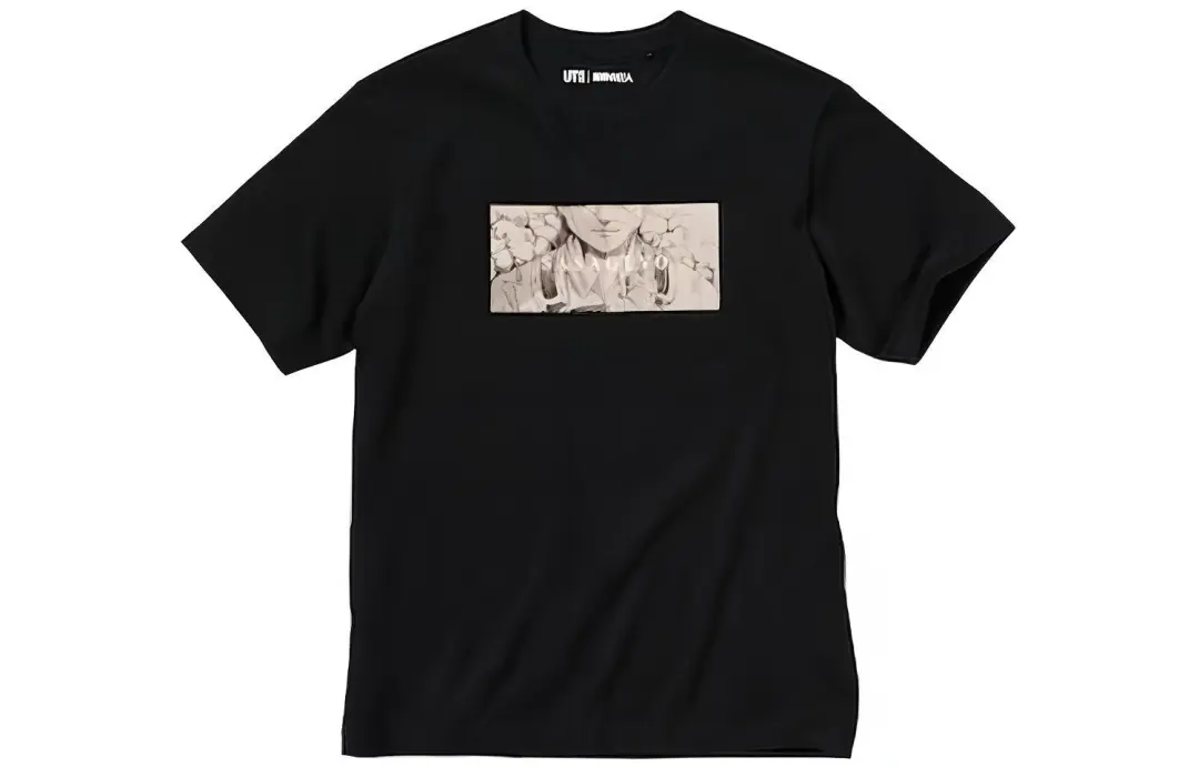 UNIQLO X Attack On Titan T Shirts Men's Black Crew Neck Moderate Straight Fit