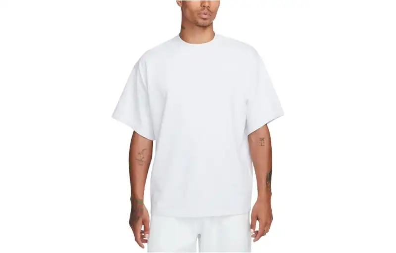 Nike T Shirts Men's White Crew Neck Moderate Straight Fit