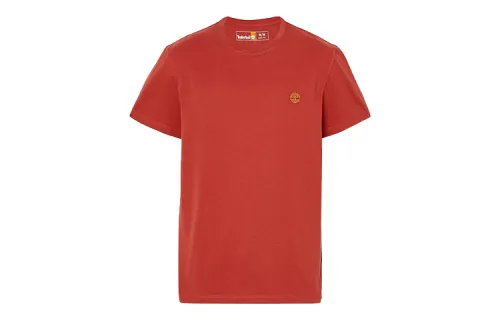 Timberland T Shirts Men's Red Crew Neck Moderate Straight Fit