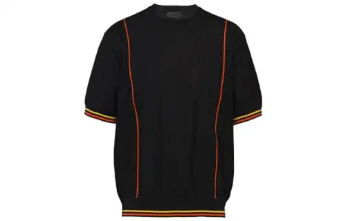 PRADA T Shirts Men's Black Crew Neck Moderate Straight Fit