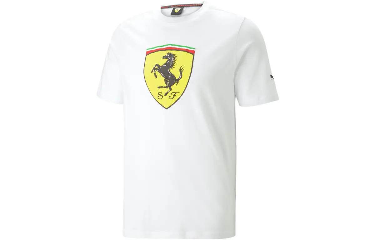 PUMA T-Shirts Men's White Crew Neck Moderate Straight Fit