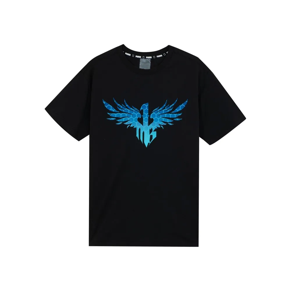 PUMA T-Shirts Men's Black Crew Neck Moderate Straight Fit