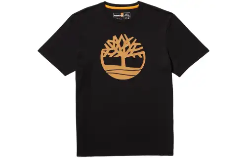 Timberland T Shirts Men's Black/Yellow Color Crew Neck Moderate Straight Fit