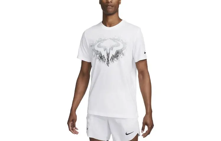 Nike T-Shirts Men's White Crew Neck Moderate Straight Fit
