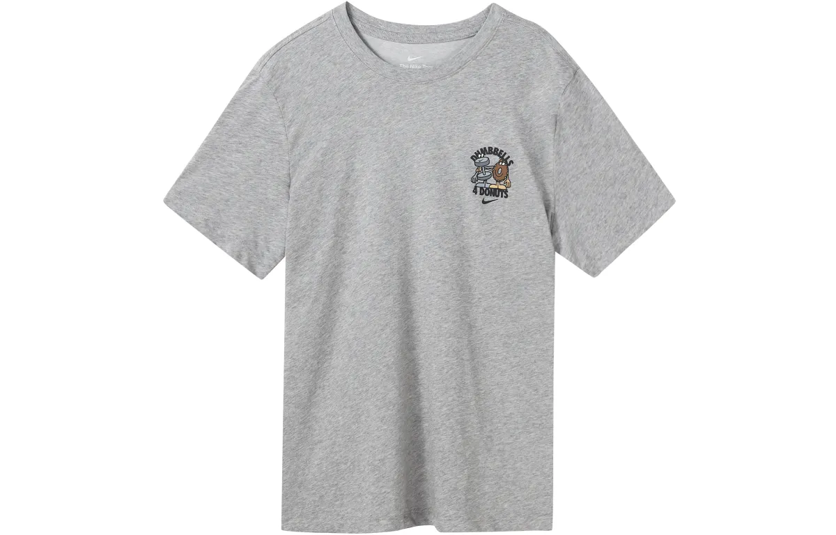 Nike T-Shirts Men's Gray Crew Neck Moderate Straight Fit