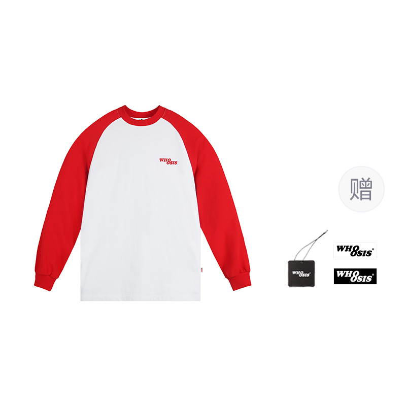 WHOOSIS X совместная серия HELLO KITTY круглый воротник Контрастная вставка плеча длинный рукав прямые Американский стиль, национальный тренд, многоцветный демисезонный зимний кампус для отдыха толстовка Футболка мужские и женские фасон унисекс