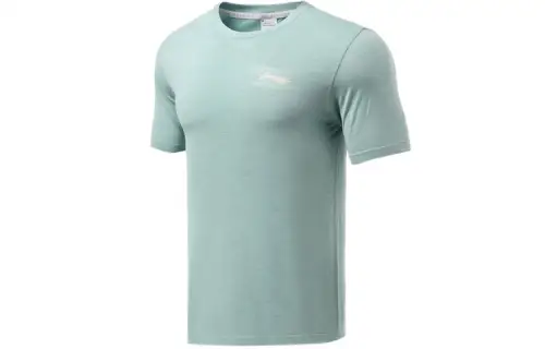 Li Ning Running Collection T Shirts Men's Gray Blue Water Crew Neck Moderate Straight Fit