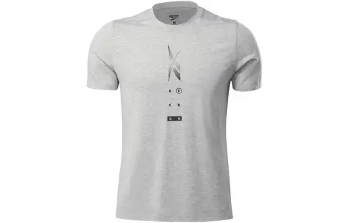Reebok T Shirts Men's Gray Crew Neck Moderate Straight Fit