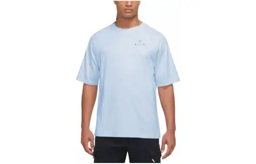 Jordan 23 T Shirts Men's Blue Crew Neck Moderate Straight Fit
