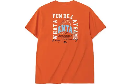 ANTA Life Collection T Shirts Unisex Flash Orange Crew Neck Moderate Straight Fit