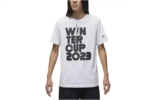 Jordan T Shirts Men's White Crew Neck Moderate Straight Fit