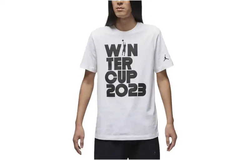 Jordan T Shirts Men's White Crew Neck Moderate Straight Fit
