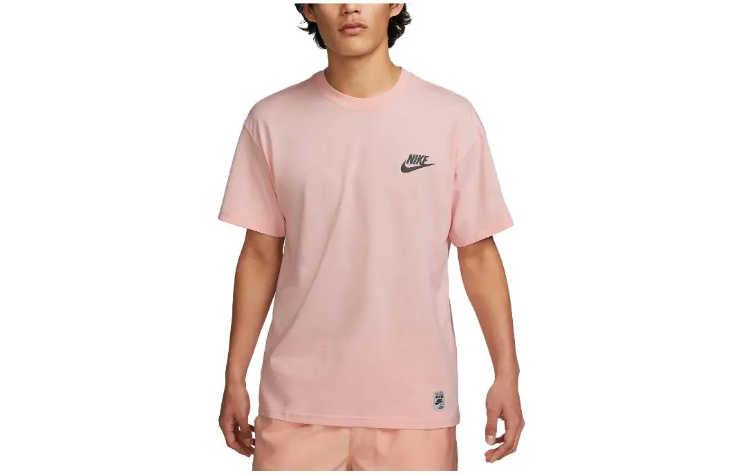 Nike T-Shirts Men's Pink Crew Neck Moderate Straight Fit