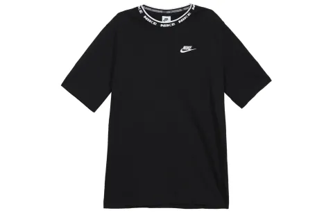 Nike Club T-Shirts Men's Black Crew Neck Moderate