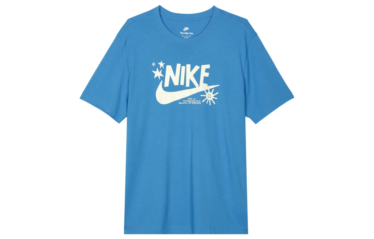 Nike T-Shirts Men's Blue Crew Neck Moderate