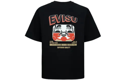 EVISU T Shirts Men's Black Crew Neck Moderate Straight Fit