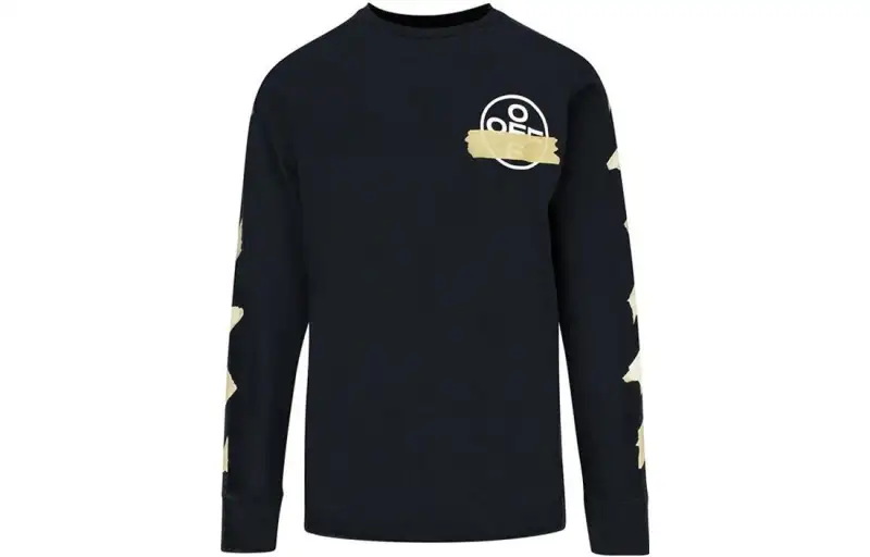 OFF WHITE T Shirts Men's Black Crew Neck Moderate Straight Fit