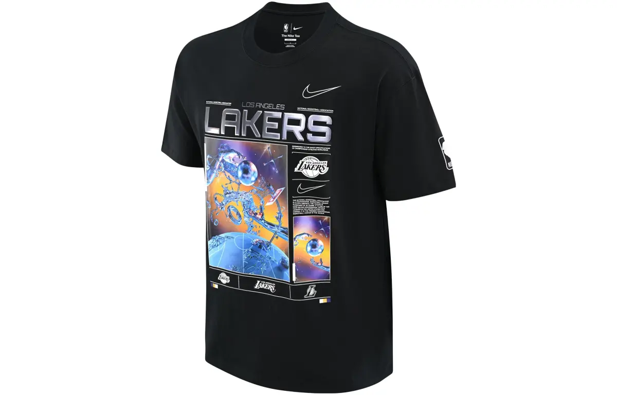 Nike T-Shirts Men's Black Crew Neck Moderate Straight Fit