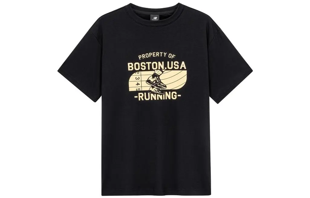 New Balance T-Shirts Men's Black Crew Neck Moderate Straight Fit