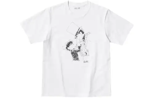 UNIQLO Detective Conan Co Branded T Shirts Unisex White Crew Neck Moderate Straight Fit