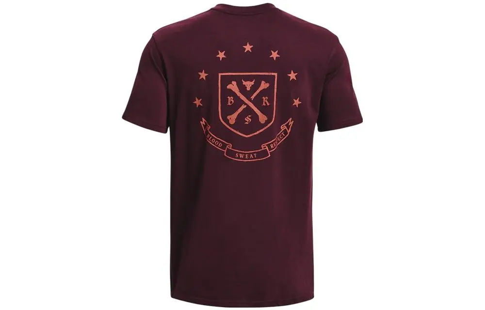 Under Armour Project Rock T-Shirts Men's Chestnut Crew Neck Moderate Straight Fit