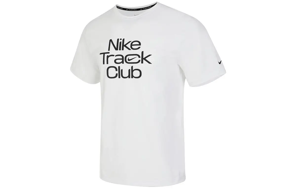 Nike T-Shirts Men's White Crew Neck Moderate Straight Fit