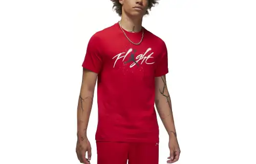 Jordan T Shirts Men's Gym Red Crew Neck Moderate Straight Fit