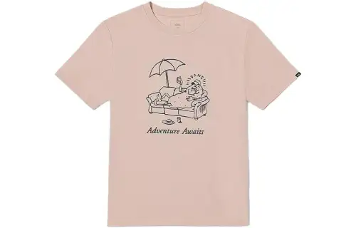 Vans T Shirts Unisex Smoke Pink Crew Neck Moderate Straight Fit