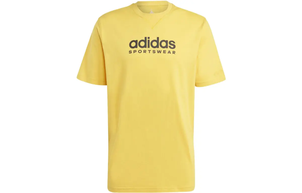 Adidas T-Shirts Men's Yellow Crew Neck Moderate Straight Fit