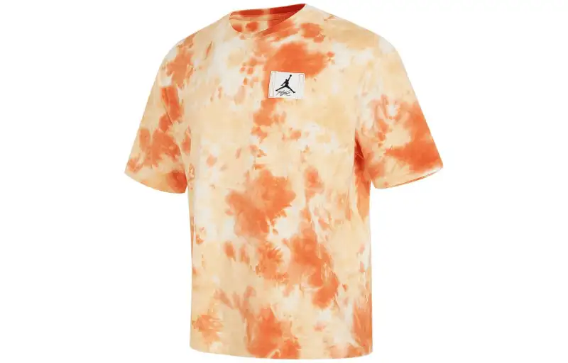 Jordan T Shirts Men's Orange Crew Neck Moderate Straight Fit