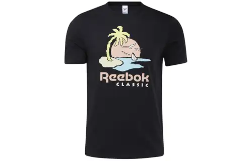 Reebok T Shirts Unisex Black Crew Neck Moderate Straight Fit