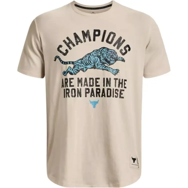 Under Armour T-Shirts Men's Light Camel Crew Neck Moderate Straight Fit