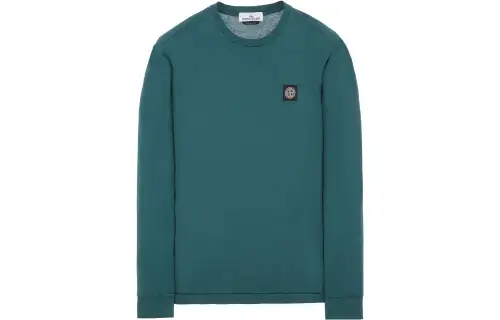 STONE ISLAND T Shirts Men's Peacock Green Crew Neck Moderate Straight Fit