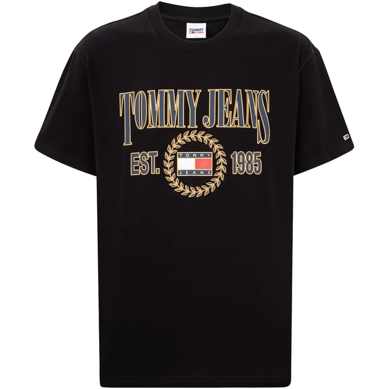 Tommy Hilfiger T Shirts Men's Black Crew Neck Moderate Straight Fit